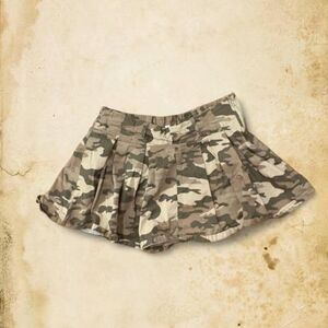 pleated camo miniskirt skort with stretchy shorts underneath